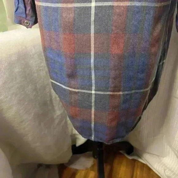 Anthropologie Cloth & Stone Plaid Ruffle V Neck Shirt Dress Size Small - Picture 9 of 13